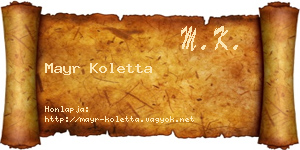 Mayr Koletta névjegykártya